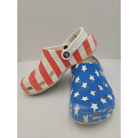 Crocs Classic American Flag Clogs Size Mens 5 Womens 7 USA Patriotic Shoes - Picture 1 of 11